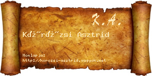 Körözsi Asztrid névjegykártya